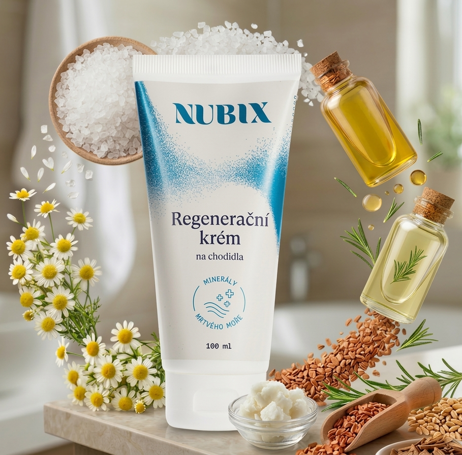 NUBIX Regenereční krém na chodidla a ingedience